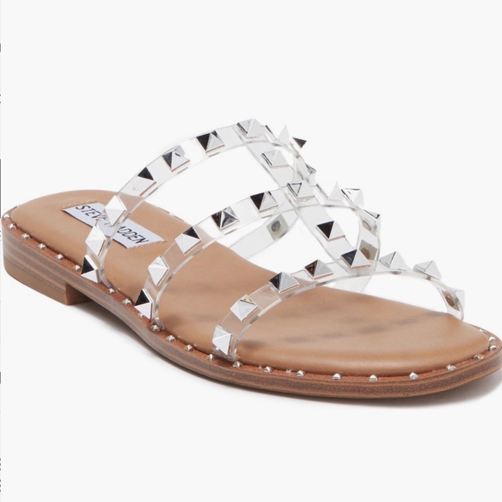 ❤️‍🔥Steve Madden Averill Strappy Gladiator Sandals Size 10 Clear/Silver 🔥